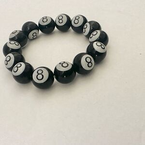 Black eight ball stretchy bracelet